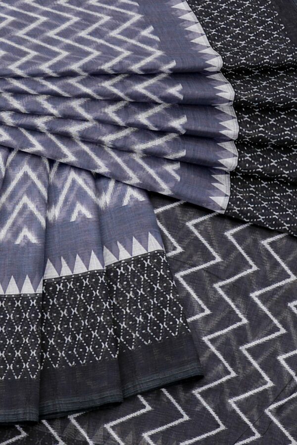 Grey saree with black border - Image 5