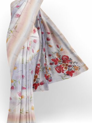 Half white saree with faded golden border