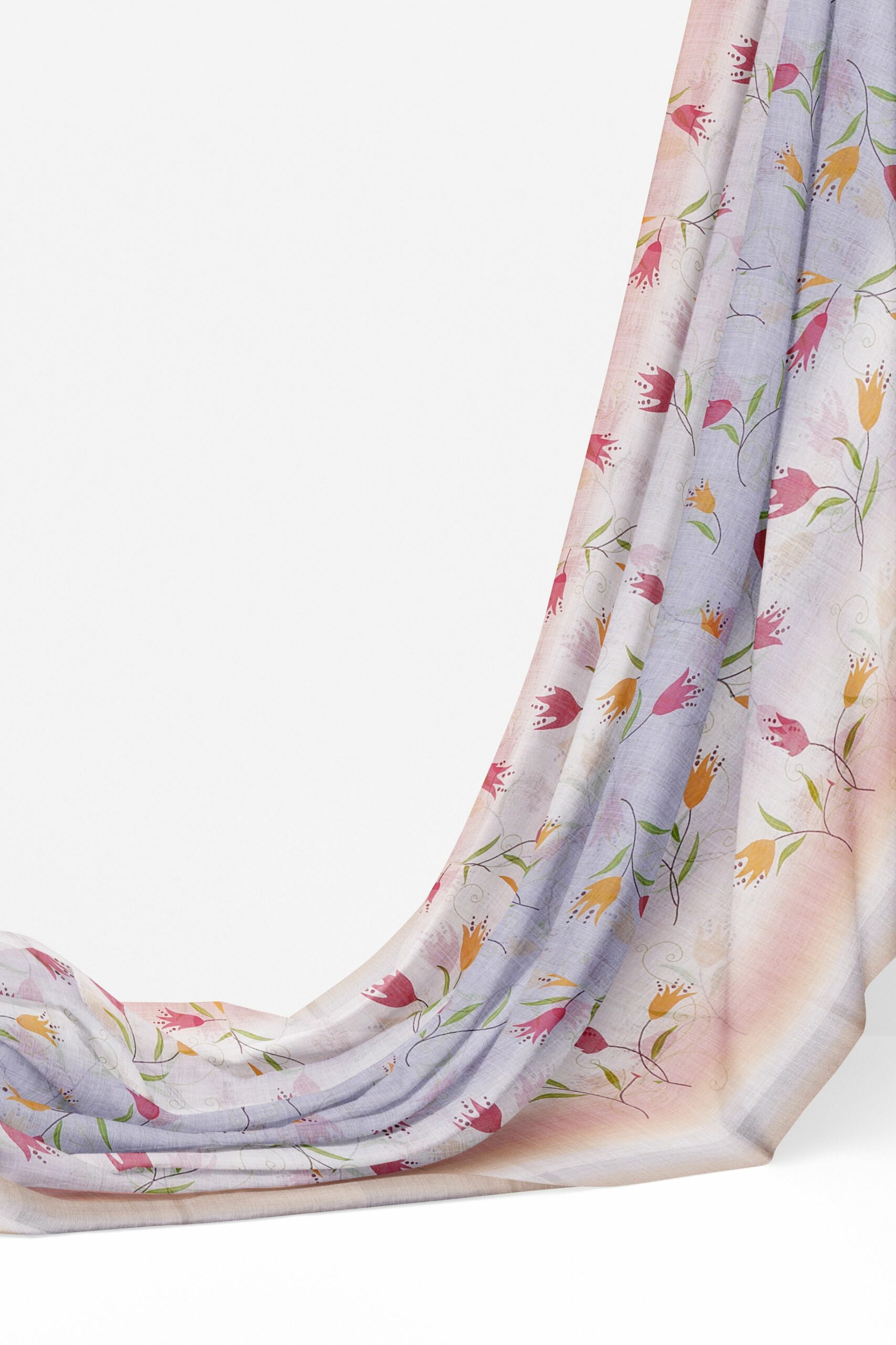 Half white saree with faded golden border - Image 3