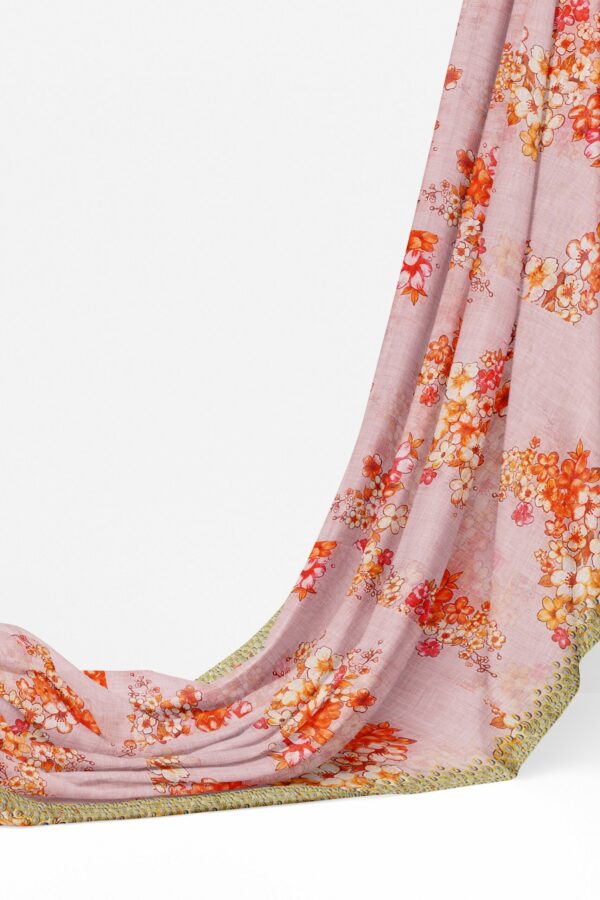 Half white saree with green design border - Image 3