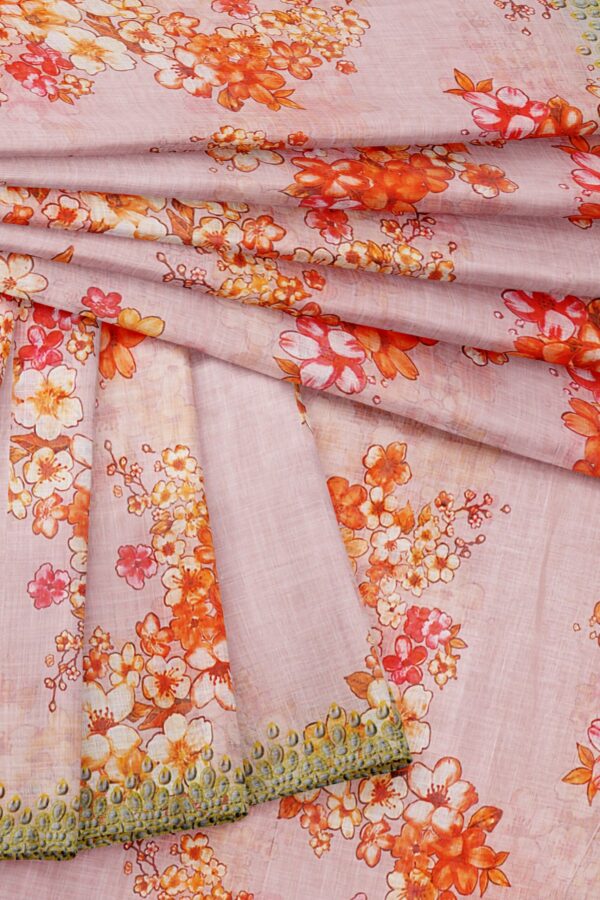 Half white saree with green design border - Image 5