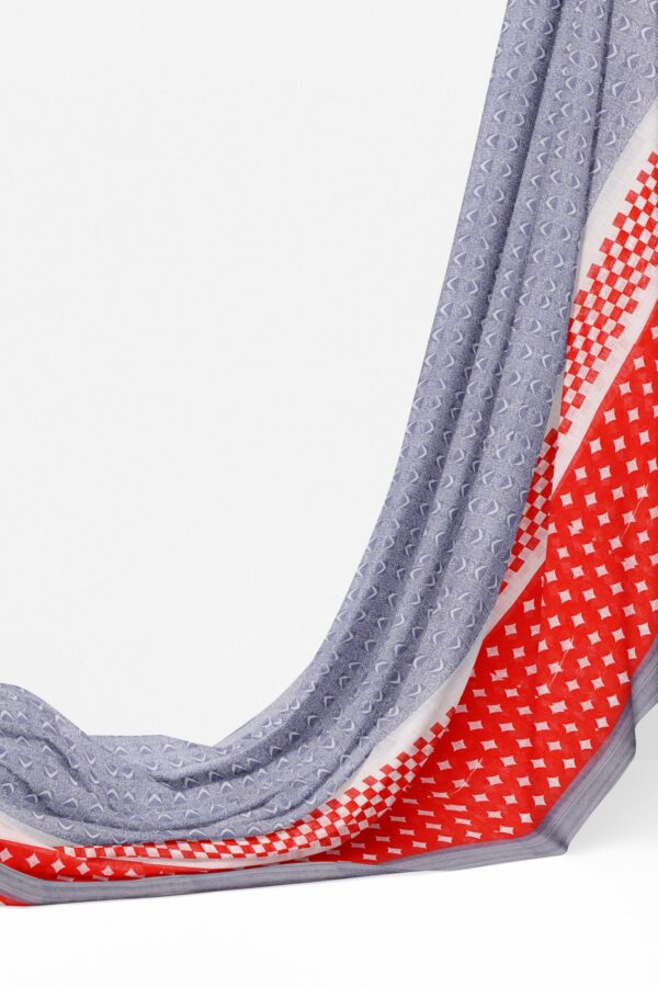Light blue saree with red border - Image 3