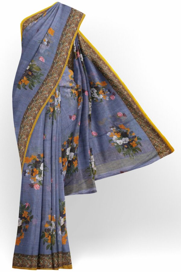 Light purple saree with brown border