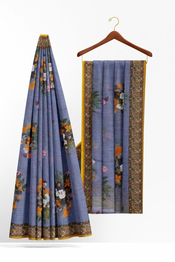 Light purple saree with brown border - Image 2