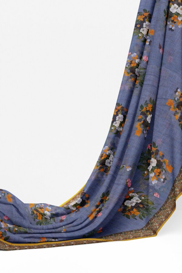 Light purple saree with brown border - Image 3