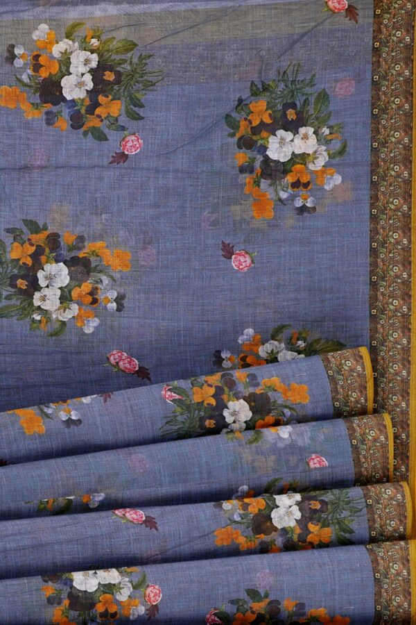 Light purple saree with brown border - Image 4