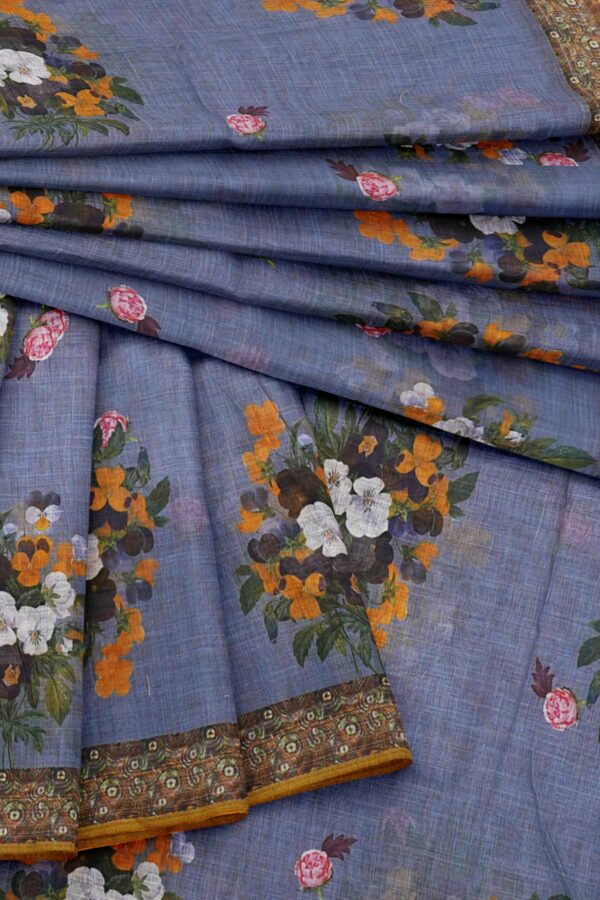 Light purple saree with brown border - Image 5