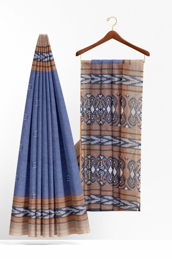 Light purple saree with brown border - Image 2