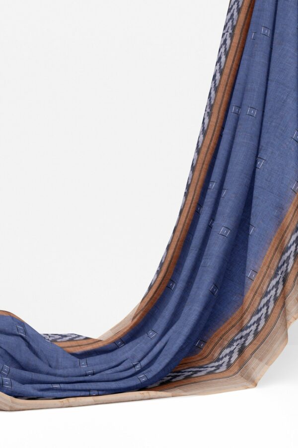 Light purple saree with brown border - Image 3
