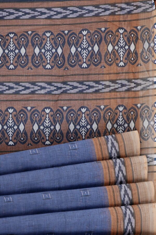 Light purple saree with brown border - Image 4