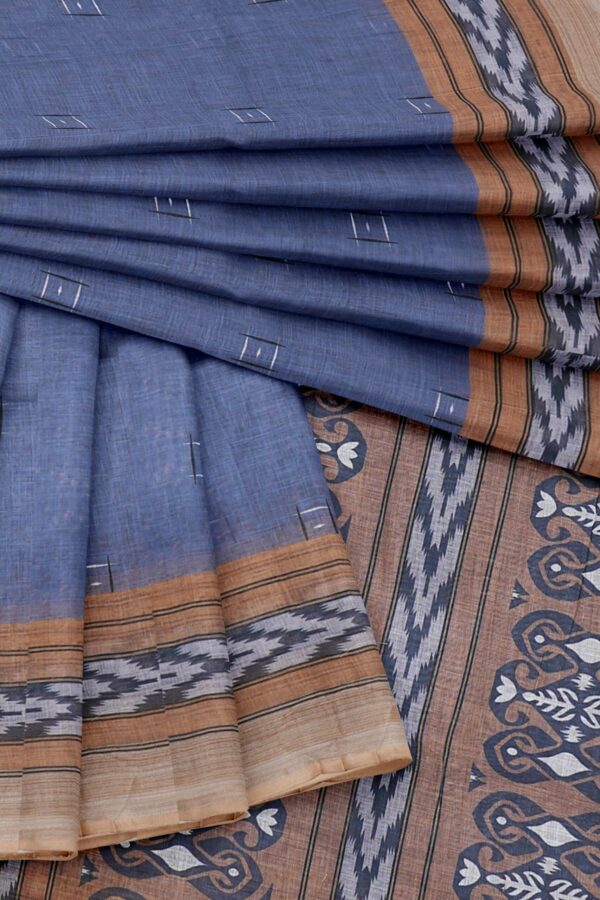 Light purple saree with brown border - Image 5