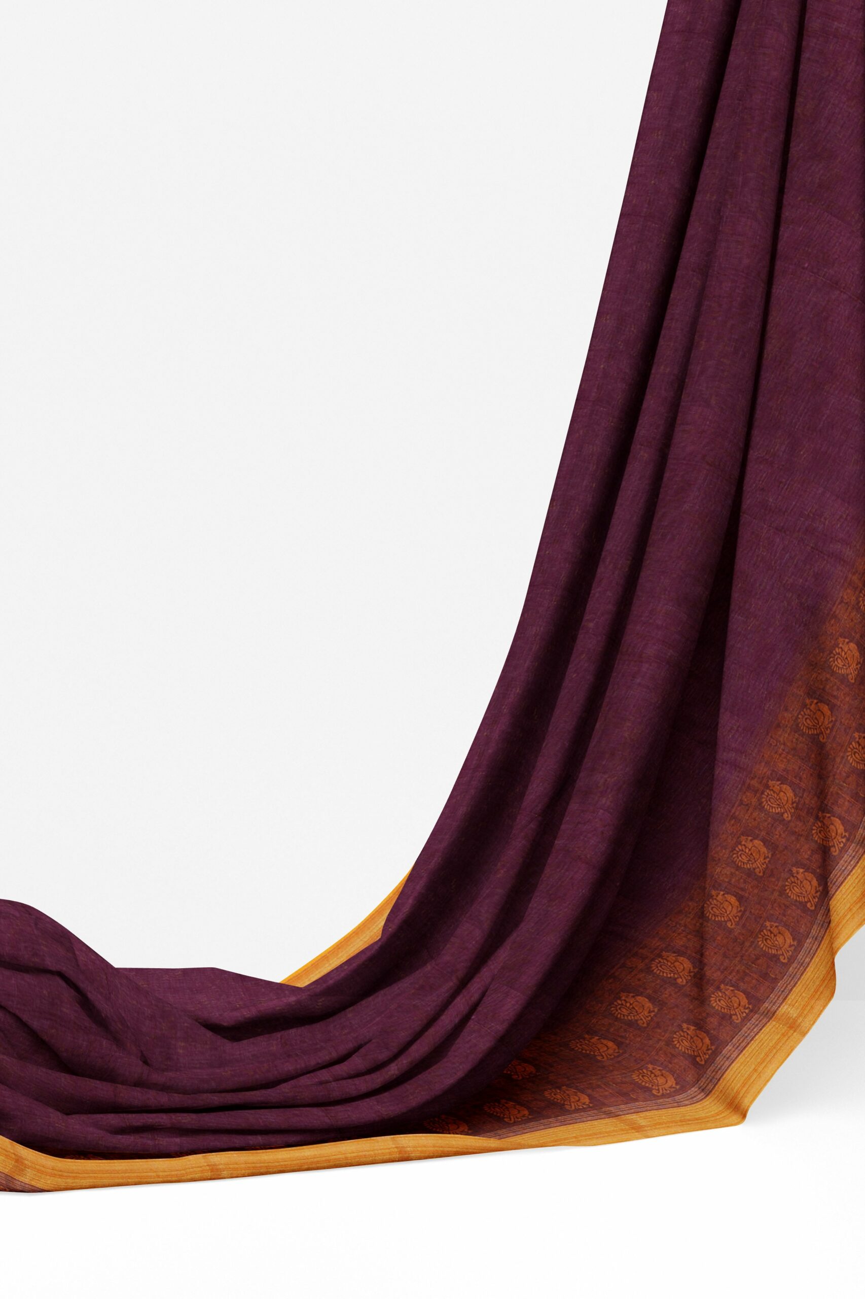Maroon saree with yellow border - Image 3