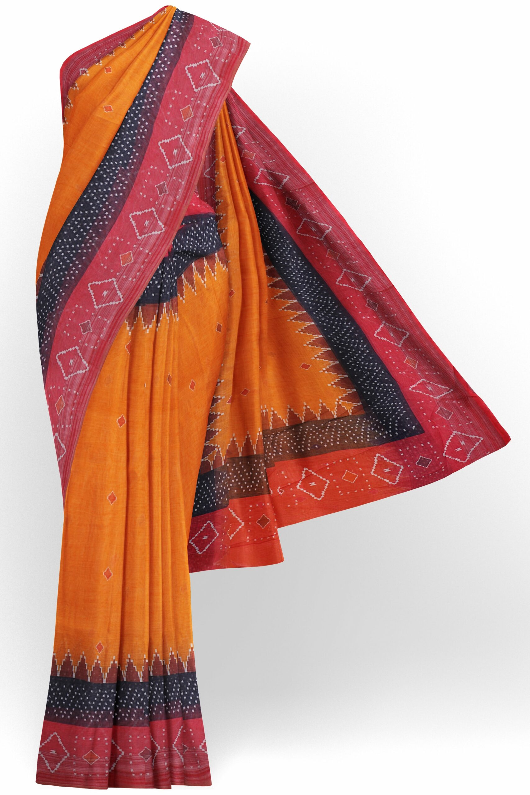 Orange saree with red border