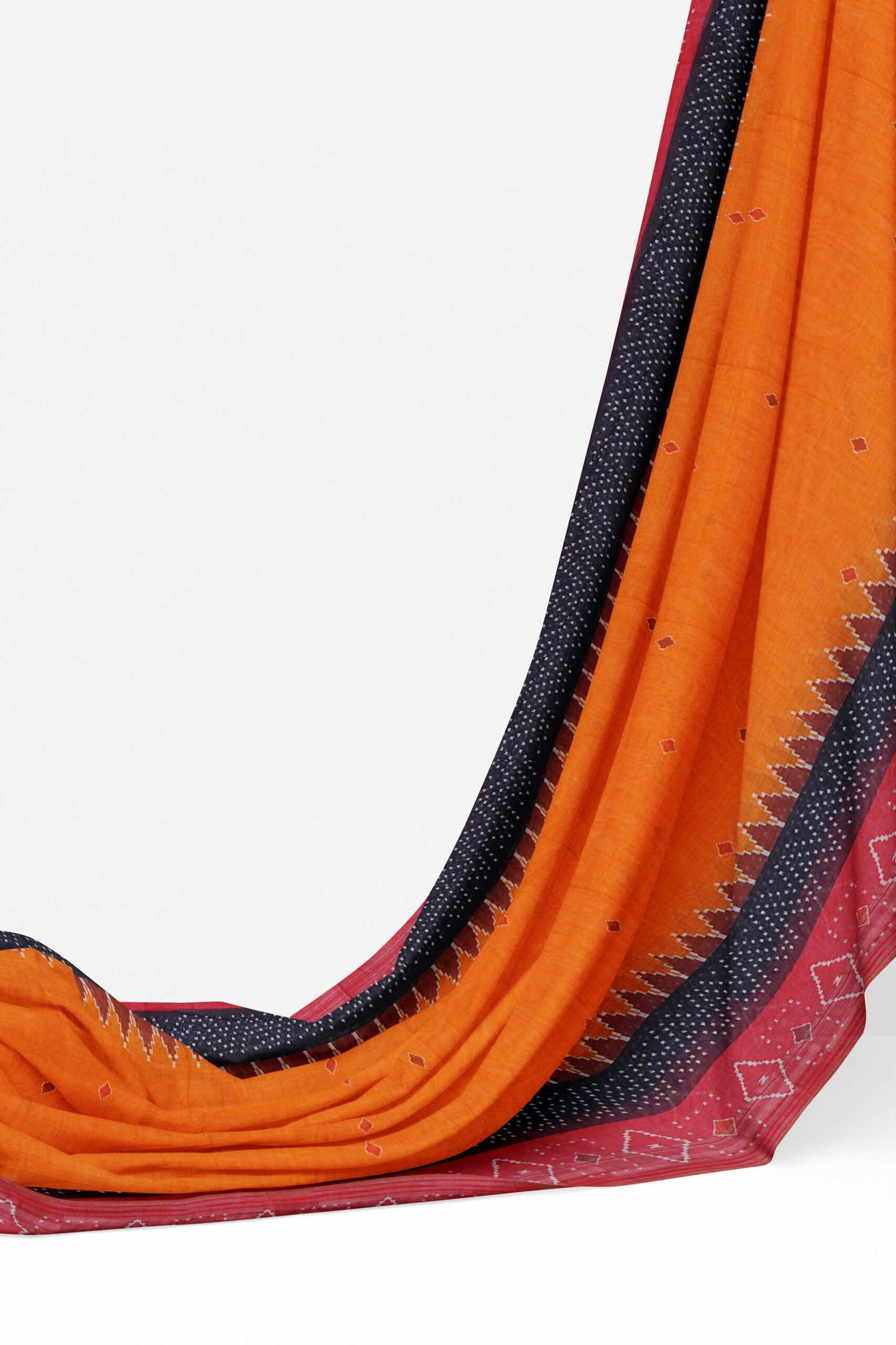 Orange saree with red border - Image 3