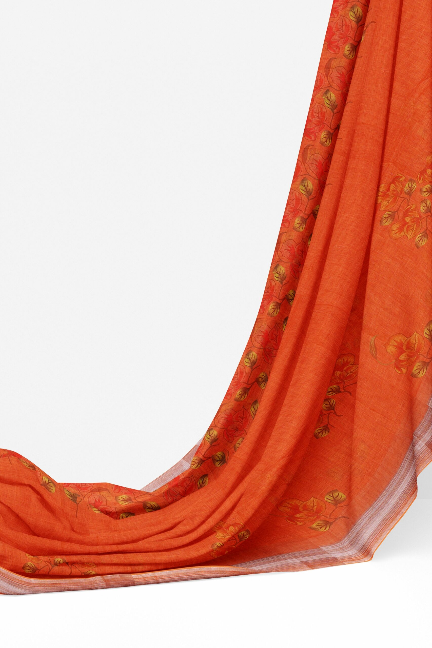 Orange saree with white border - Image 3