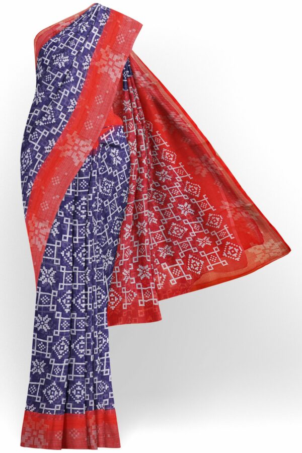 Purple saree with red border