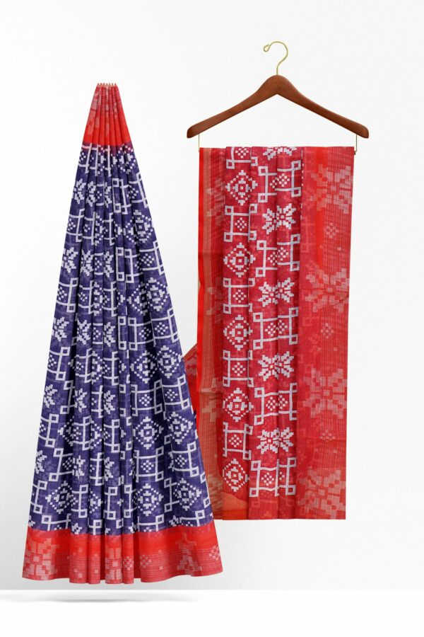 Purple saree with red border - Image 2