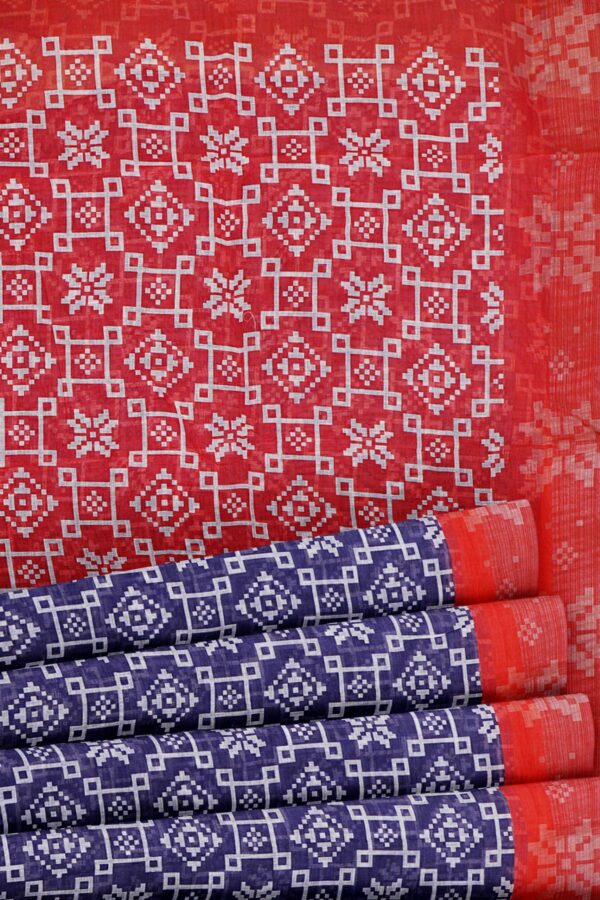 Purple saree with red border - Image 4