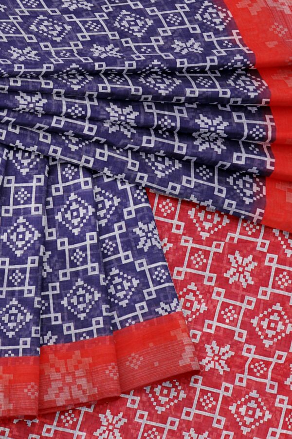 Purple saree with red border - Image 5
