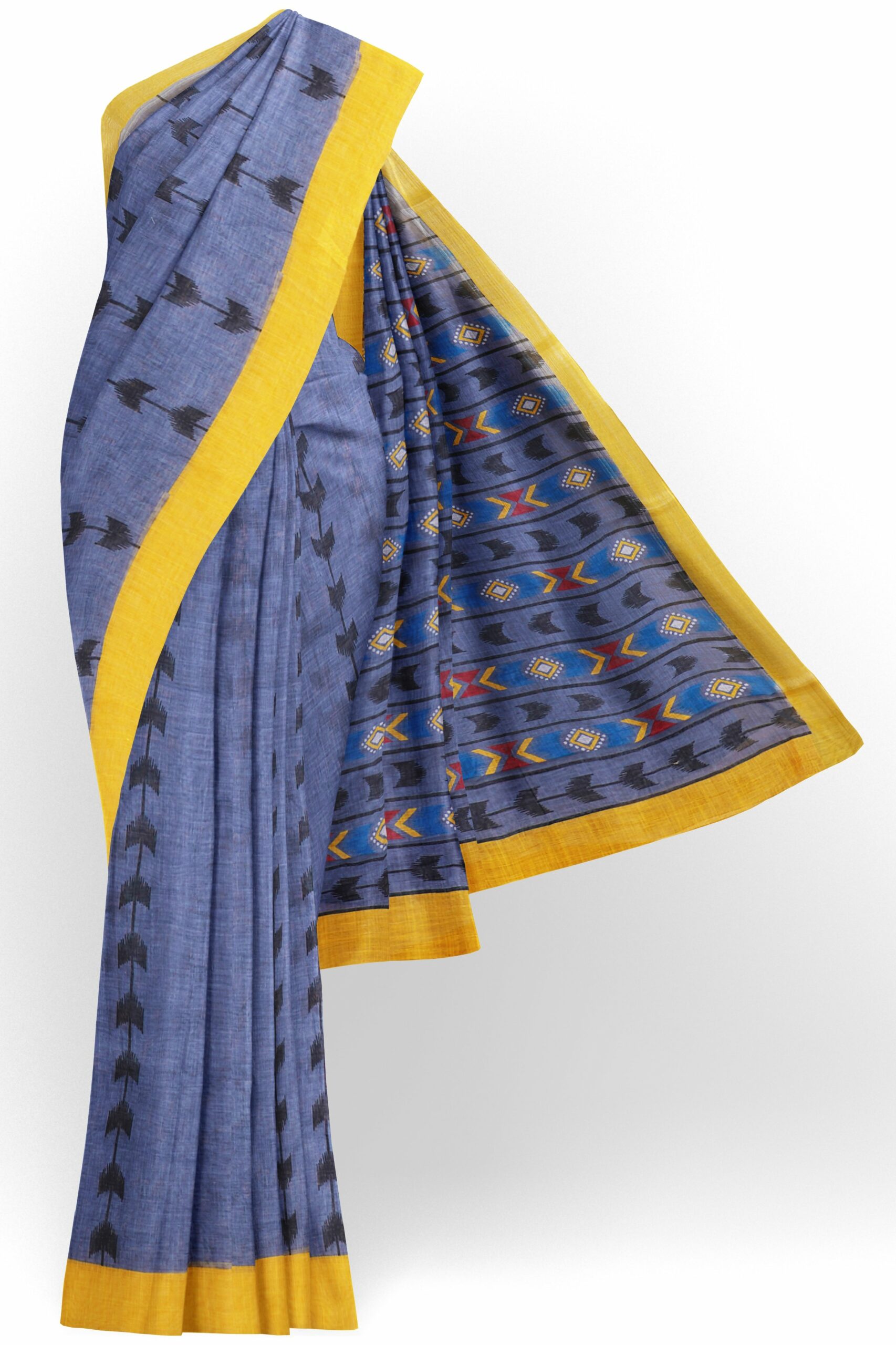 Purple saree with yellow border