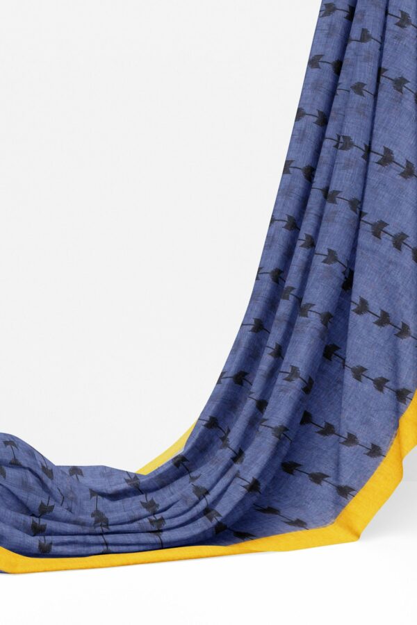 Purple saree with yellow border - Image 3