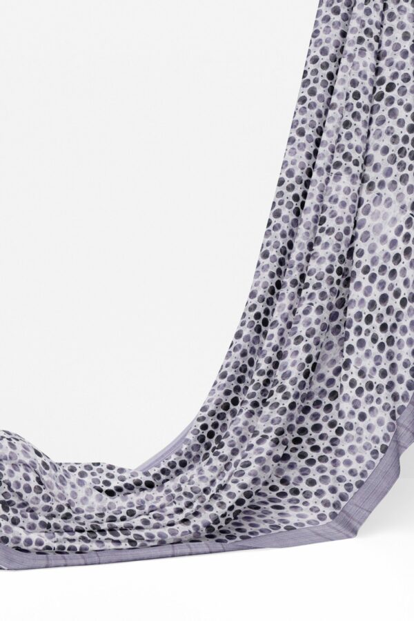 White dotted saree with grey border - Image 3