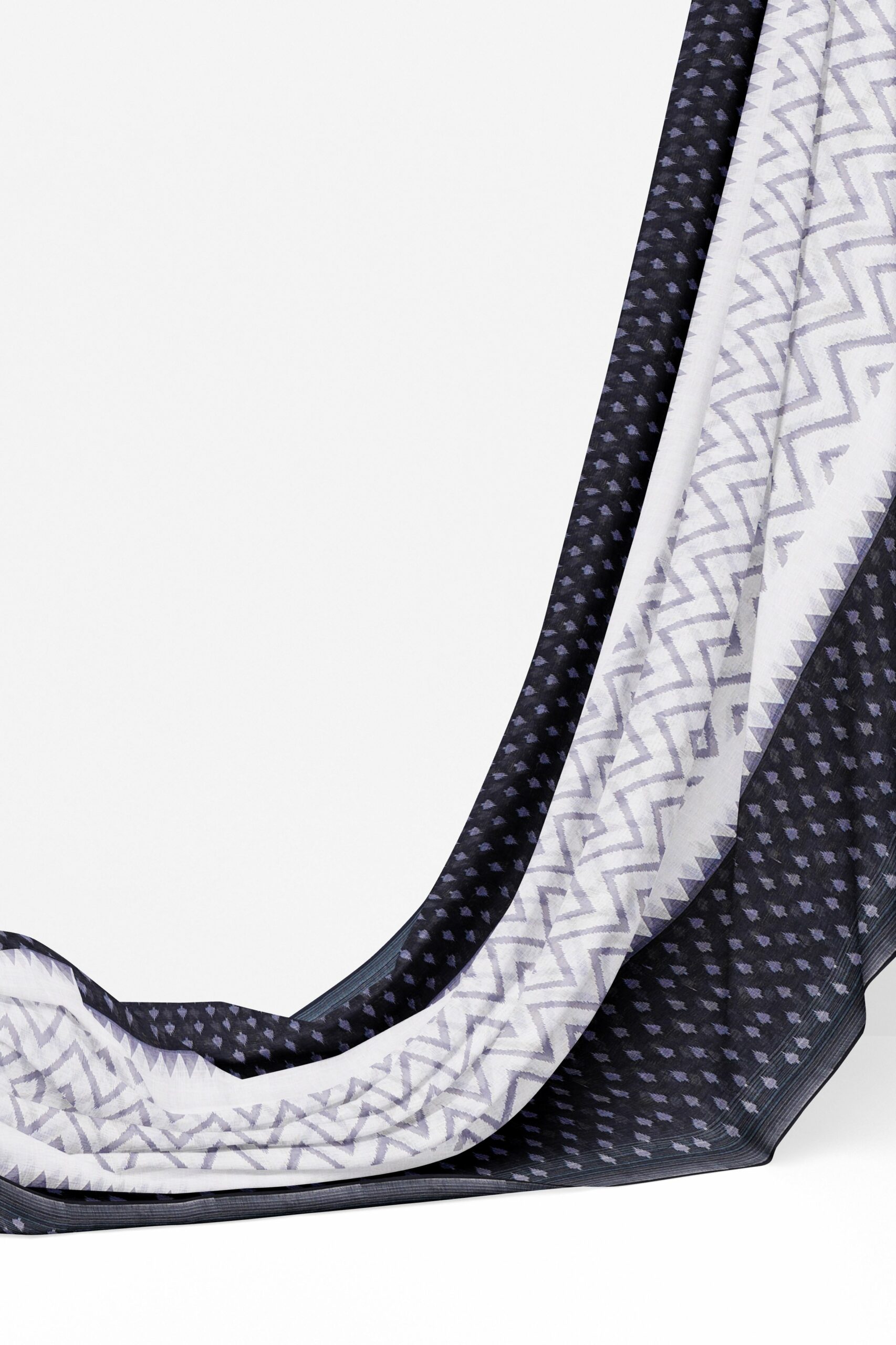 White saree with black border - Image 3