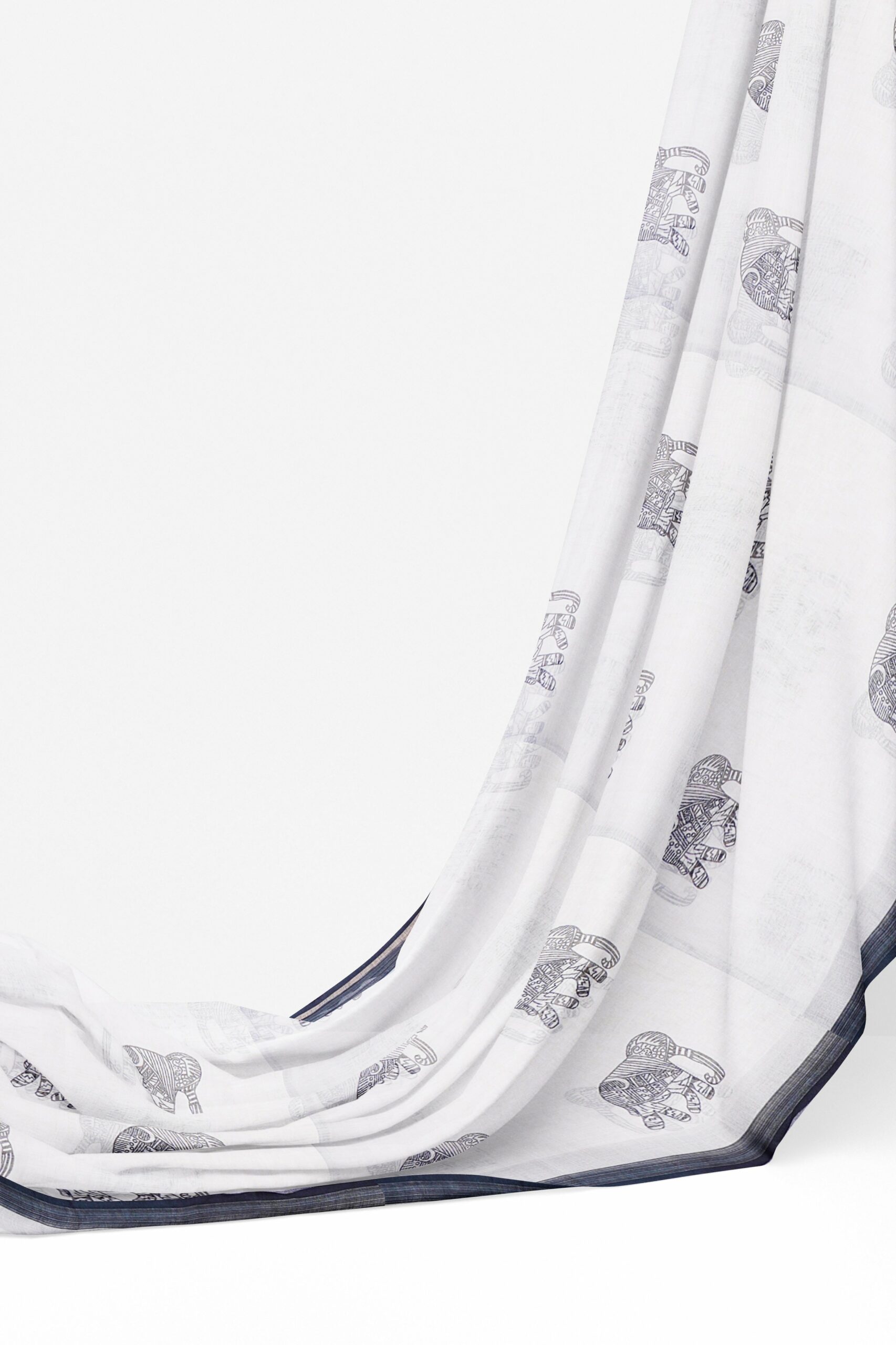 White saree with black border - Image 3