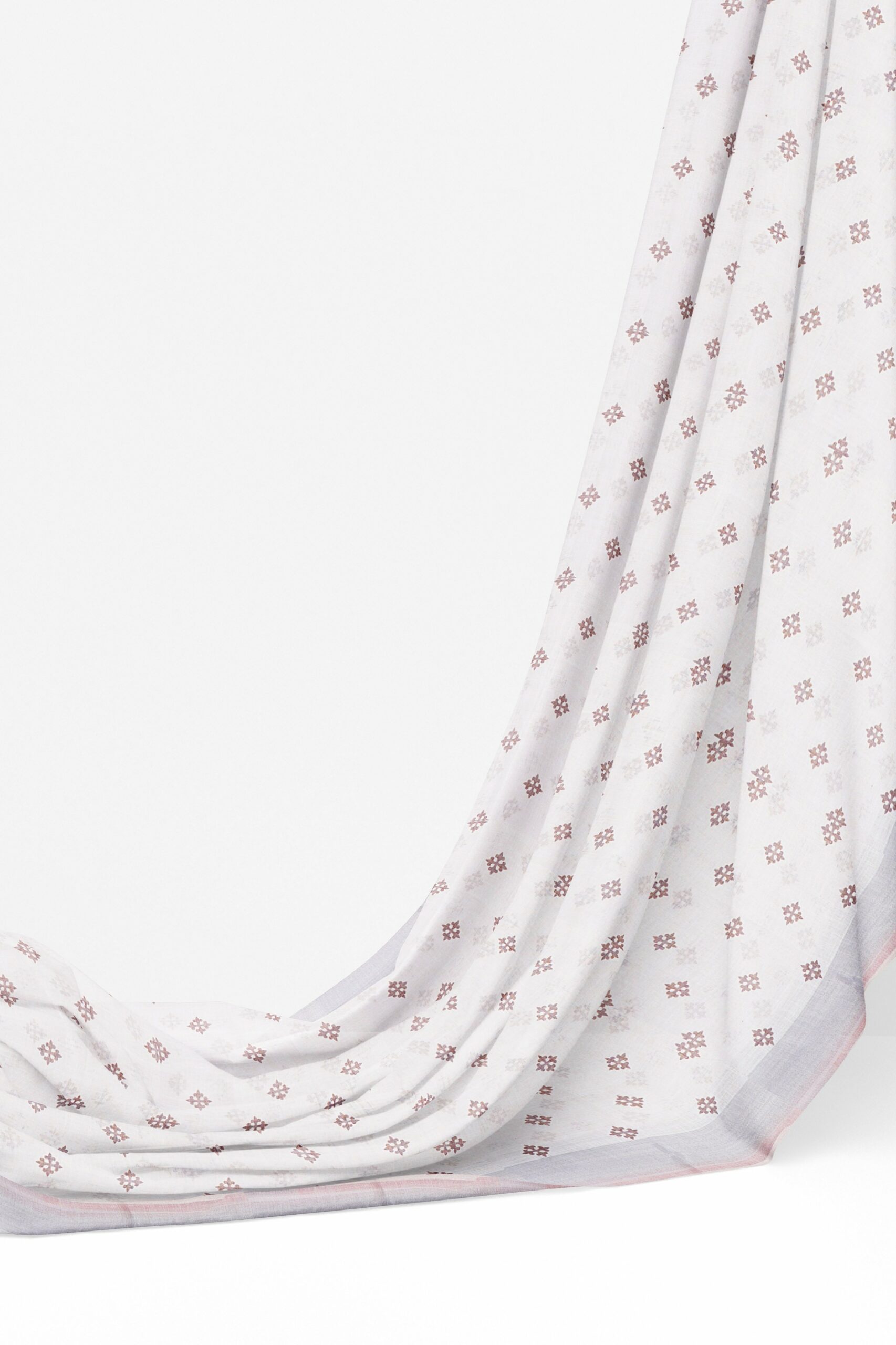 White saree with light grey border - Image 3