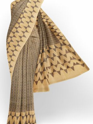 Black saree with half white border