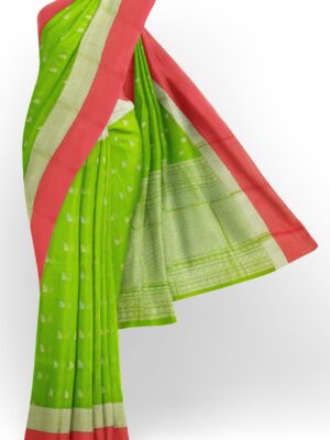 Green saree with red border