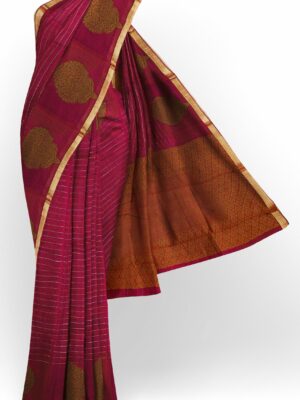 Maroon saree with golden colour border