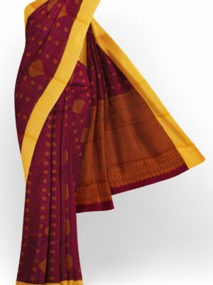 Maroon saree with yellow border