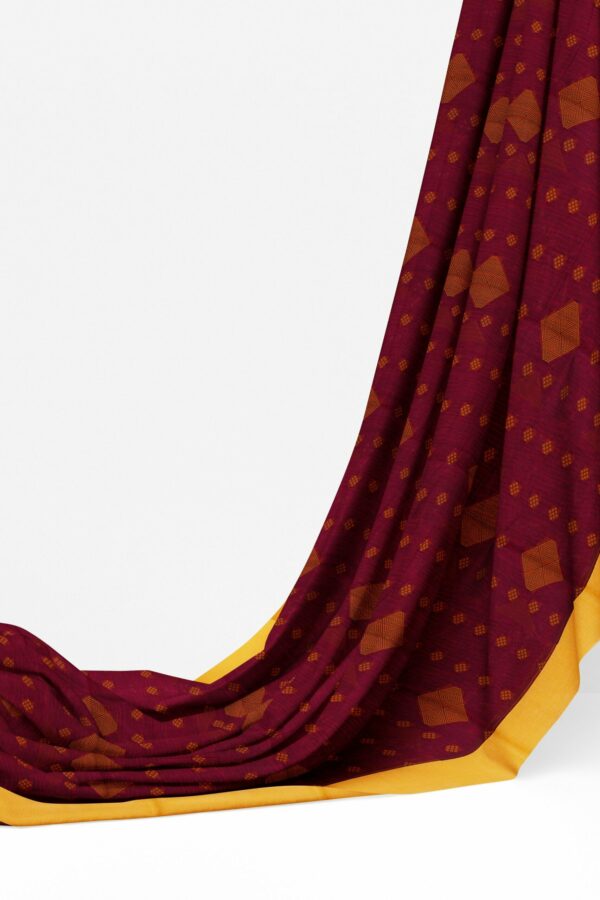Maroon saree with yellow border - Image 3