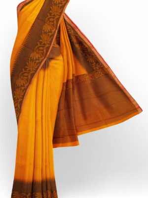 Orange saree with brown border