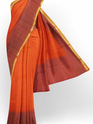 Orange saree with golden colour border