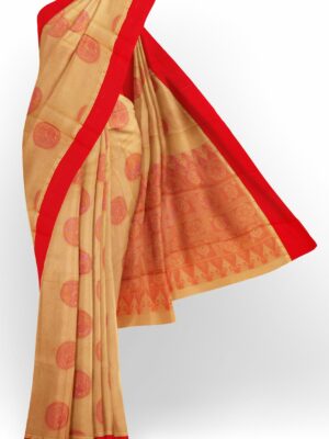 Orange saree with red border