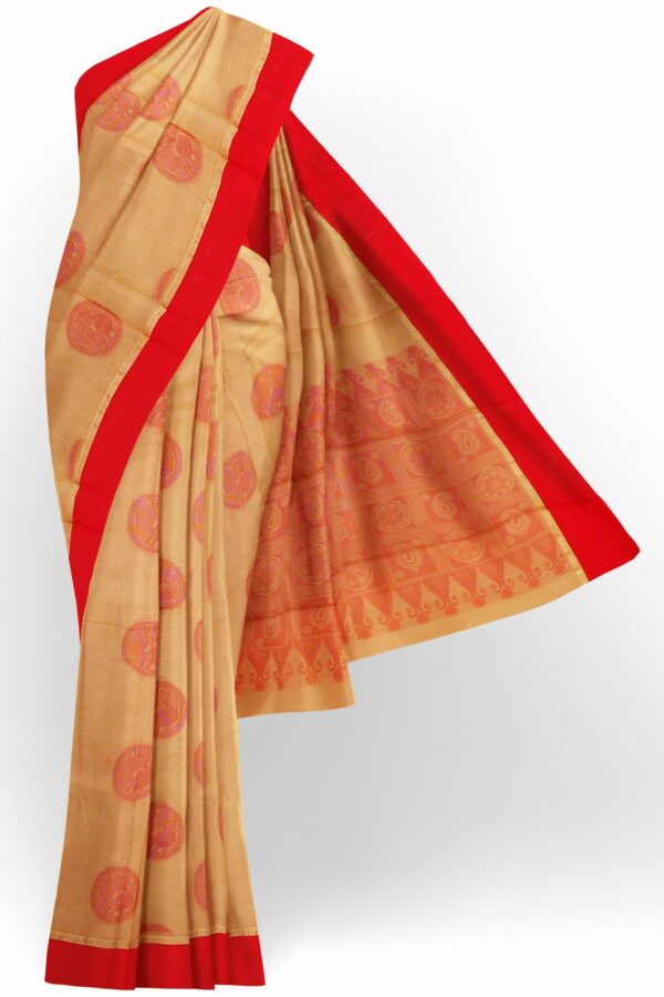 Orange saree with red border