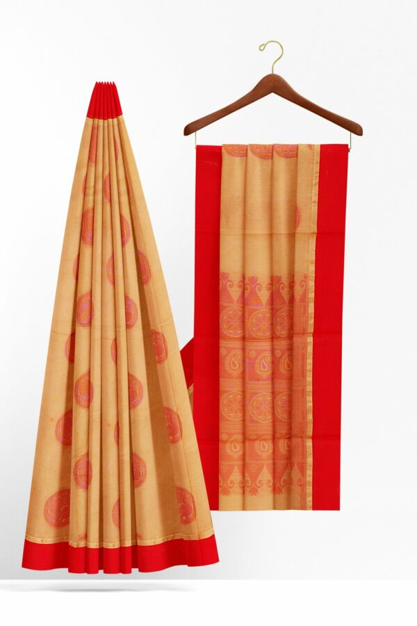 Orange saree with red border - Image 2