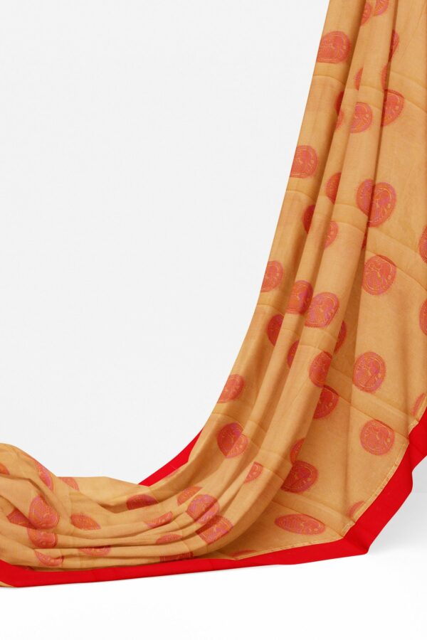 Orange saree with red border - Image 3