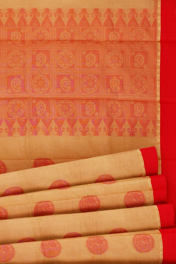 Orange saree with red border - Image 4