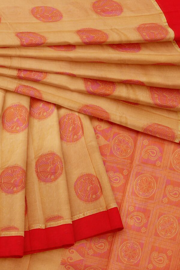 Orange saree with red border - Image 5