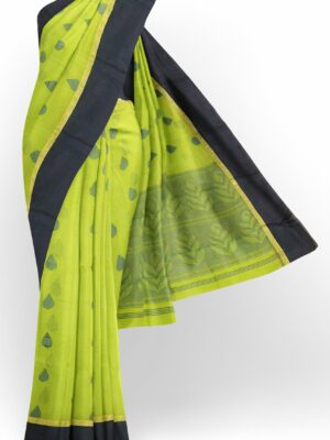 Parrot green saree with dark green border