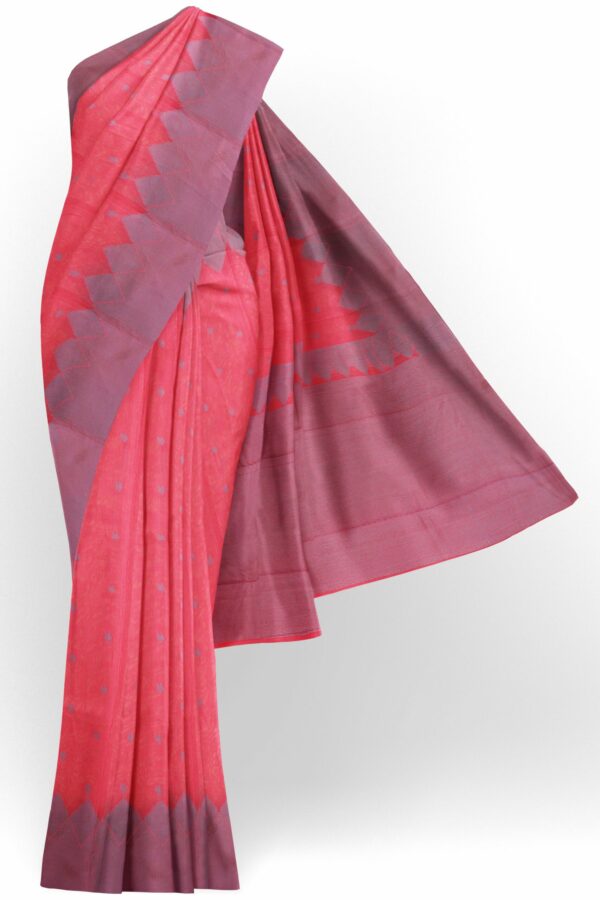 Pink saree with light purple border