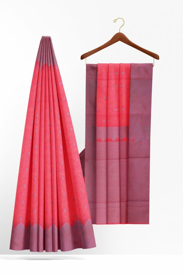 Pink saree with light purple border - Image 2