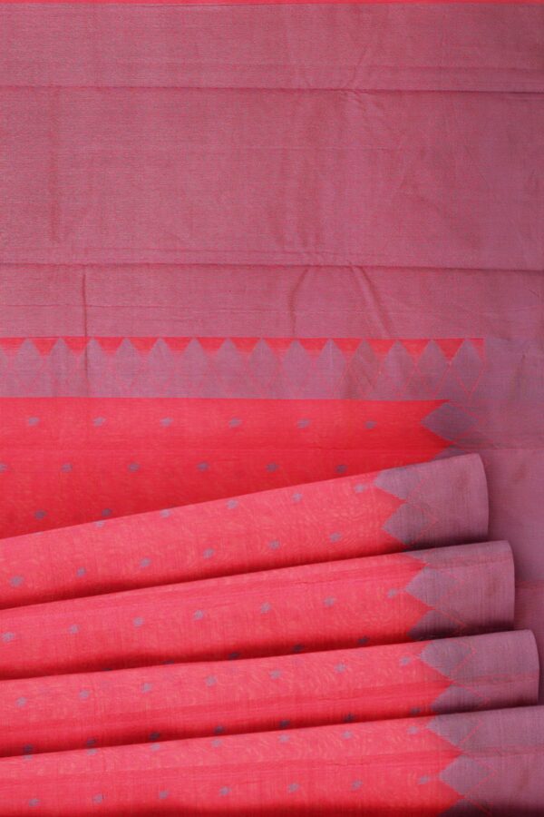 Pink saree with light purple border - Image 4
