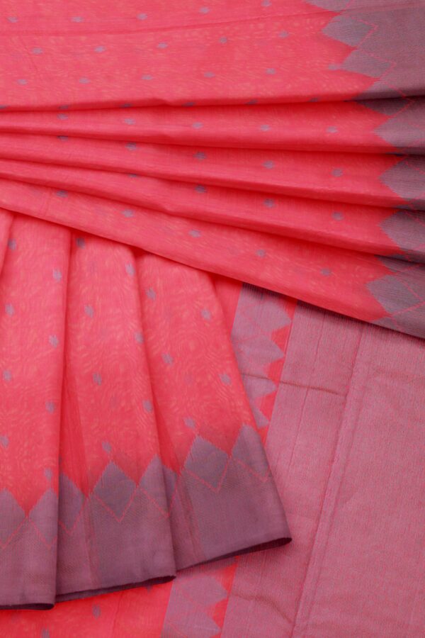 Pink saree with light purple border - Image 5
