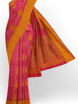 Red saree with orange border