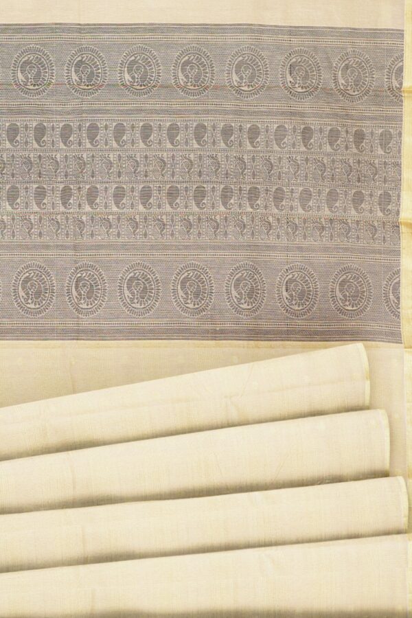 White saree with grey border - Image 4
