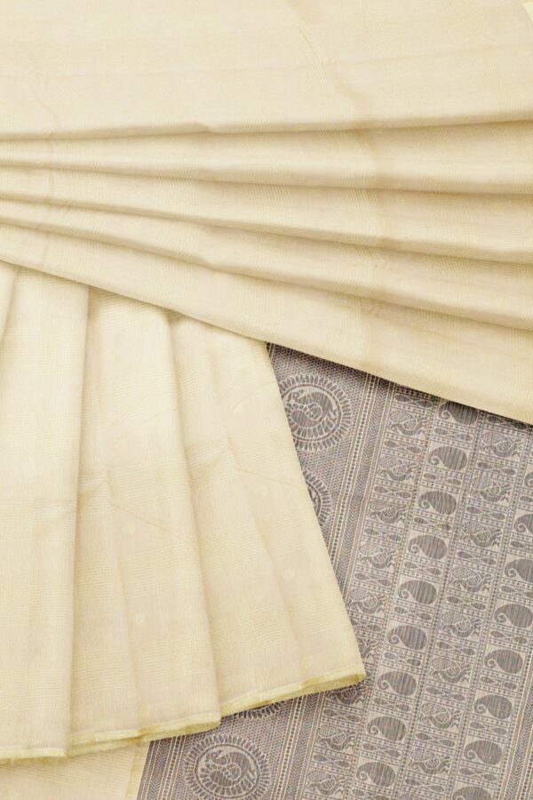 White saree with grey border - Image 5